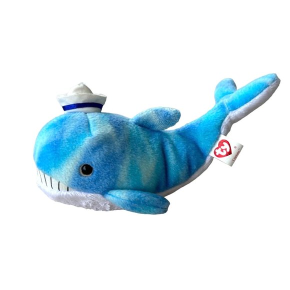Ty Captain the Whale Beanie Baby 2004 8” x 5” Blue White Handmade China Vintage - Picture 3 of 17